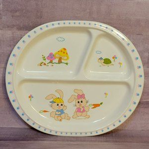 Vintage‎ Pecoware 1986 Divided Plate Bunny Rabbit Mushrooms Easter Turtle
